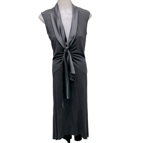 ABS Allen Schwartz Dresses & Skirts - ABS Allen Schwartz Dress SzM Satin Tie Sleeveless High Low V-Neck Sheath…